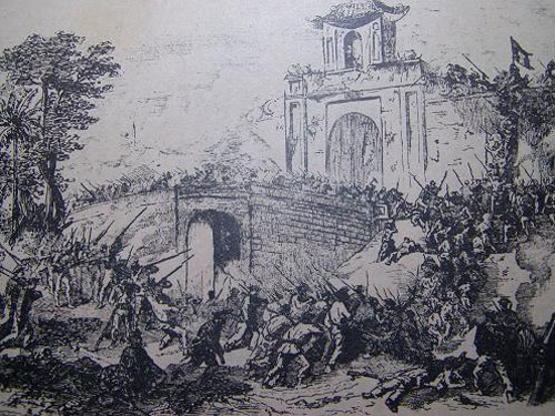Tranh vẽ quân Pháp đánh chiếm thành Gia Định năm 1859 - Ảnh: T.L