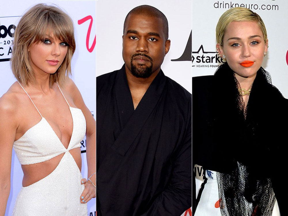 Miley Cyrus, Taylor Swift và Kayne West được kỳ vọng sẽ mang lại nhiều bất ngờ tại VMAs năm nay. AFP