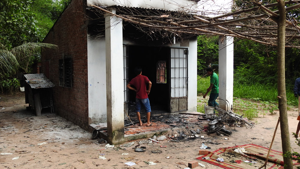 Căn nhà cha con anh Tâm kéo đến thuê tại thị trấn Tân Biên, nơi xảy ra vụ hỏa hoạn. Ảnh: Giang Phương