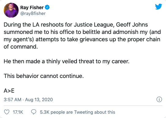 Diễn viên ‘Justice League’ tố Geoff Johns đe dọa sự nghiệp vì dám nói lên bất bình