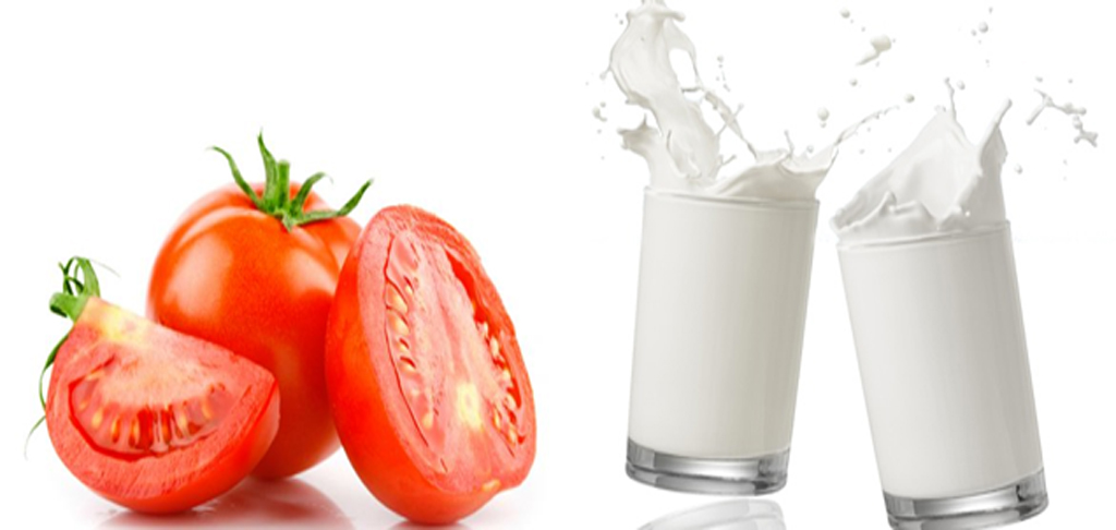 Cà chua và sữa tươi giúp da luôn sạch mụn và mịn màng