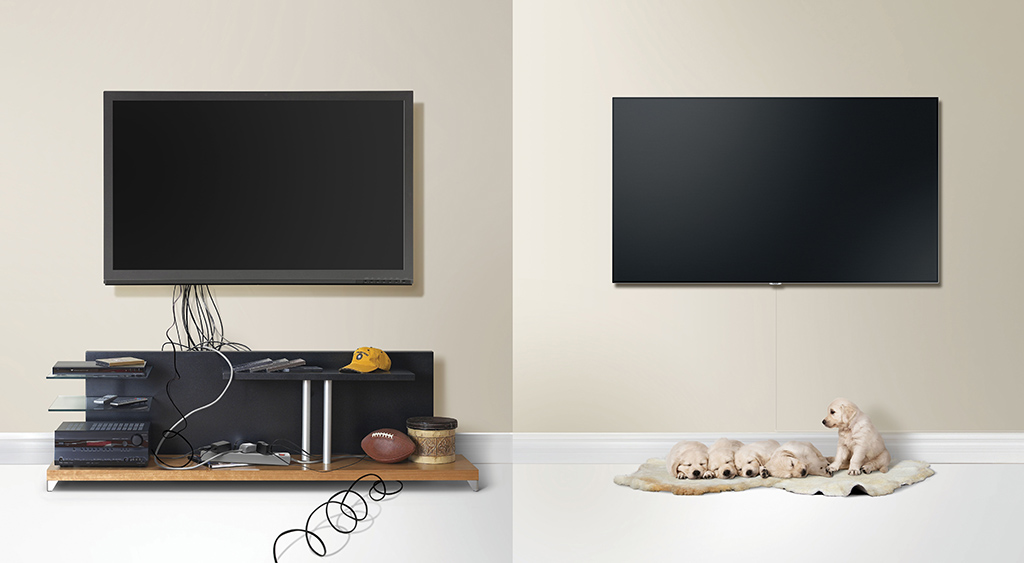 Giải pháp tối giản kết nối với cáp quang vô hình của Samsung QLED tạo nhiều không gian cho phòng khách