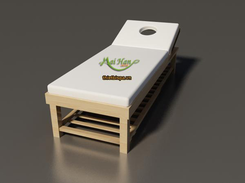 Chiếc giường massage chân gỗ làm tăng thêm vẻ sang trọng cho căn phòng