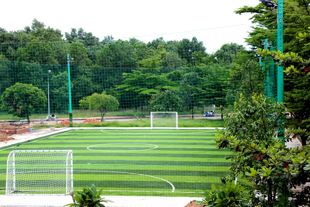 Sân bóng đá nhân tạo góp phần hoàn thiện khu sân bãi luyện tập thể thao cho học sinh