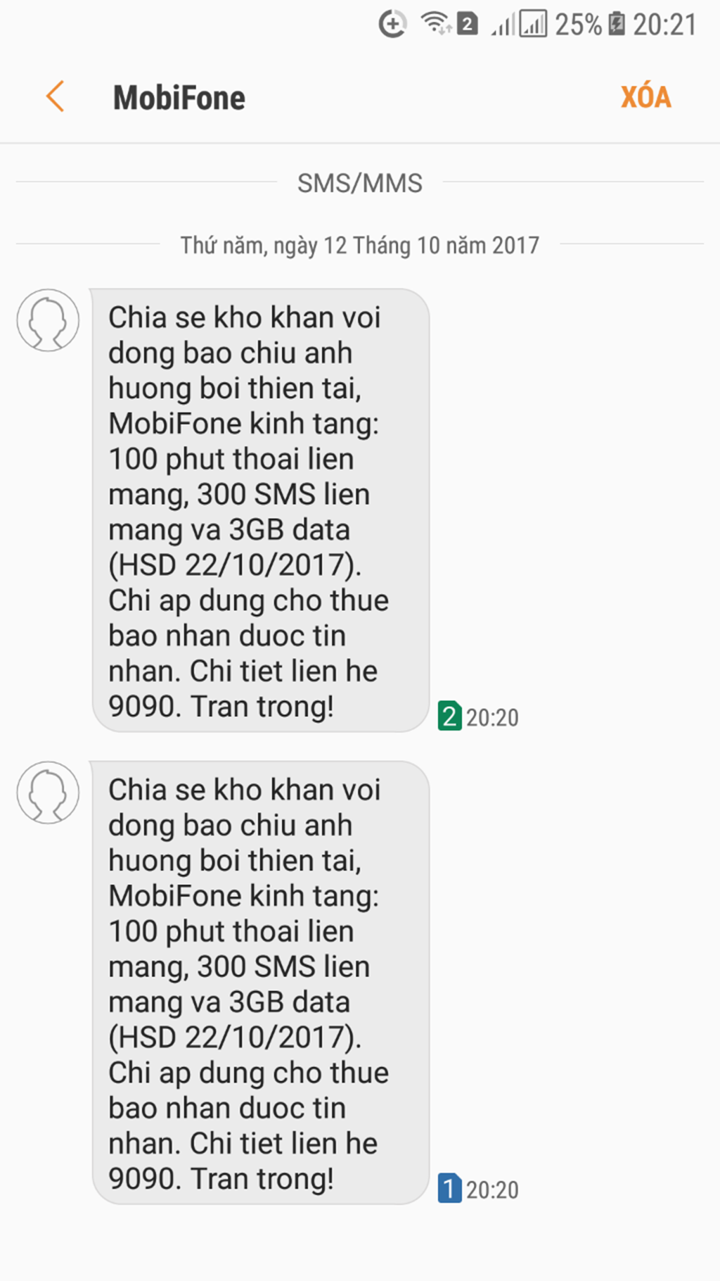 MobiFone đã nhắn tin cho khách hàng thuộc diện được hỗ trợ gói cước