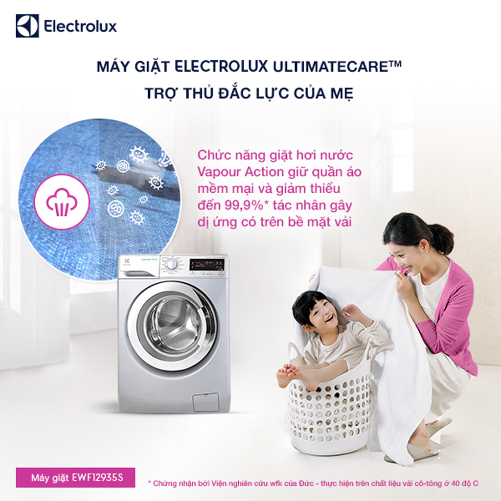 Máy giặt Electrolux cùng mẹ chăm sóc quần áo và nâng niu quần áo bé