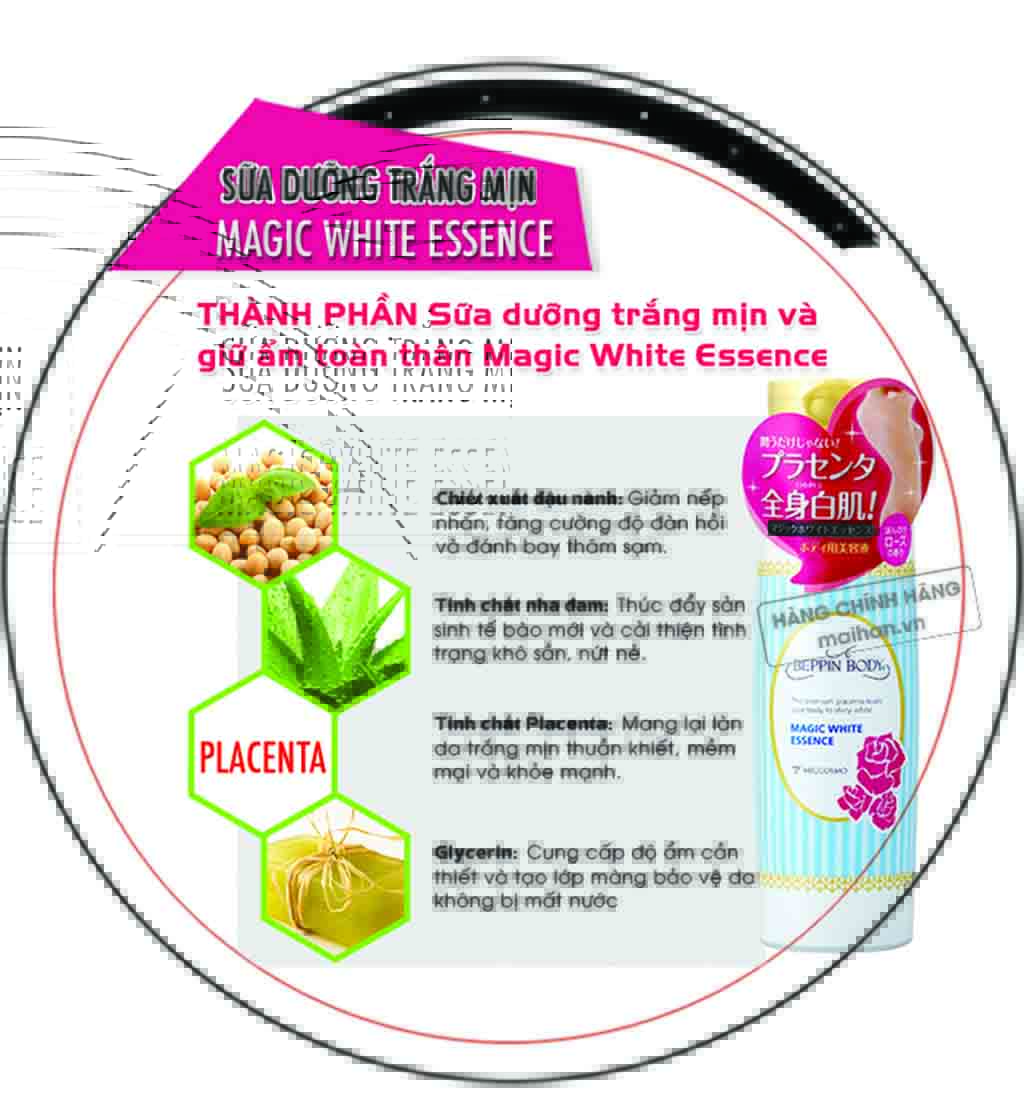 Sữa dưỡng trắng mịn và giữ ẩm toàn thân Magic White Essence
