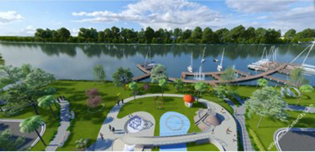 Điểm nhấn khu vực bờ sông là bến du thuyền đẳng cấp cùng với khu vực công viên, vui chơi cho trẻ em
