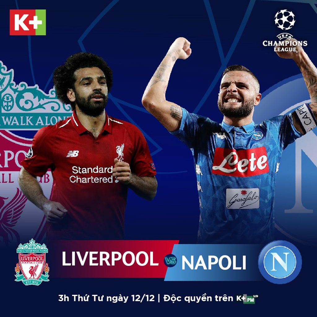 Trận đấu giữa Liverpool và Napoli được phát sóng trên K+PM vào lúc 3 giờ sáng ngày 12.12