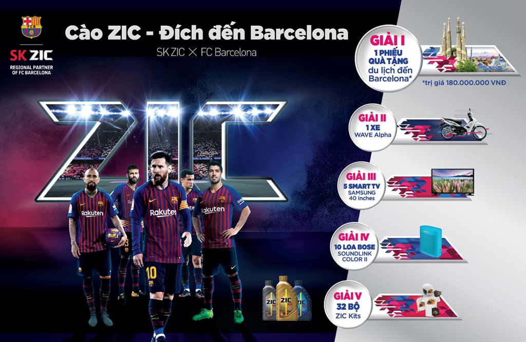 “Cào ZIC - Đích đến Barcelona” chương trình khuyến mại với nhiều phần thưởng hấp dẫn dành riêng cho khách hàng tại TP.HCM từ ngày 10.12.2018 đến 6.1.2019 