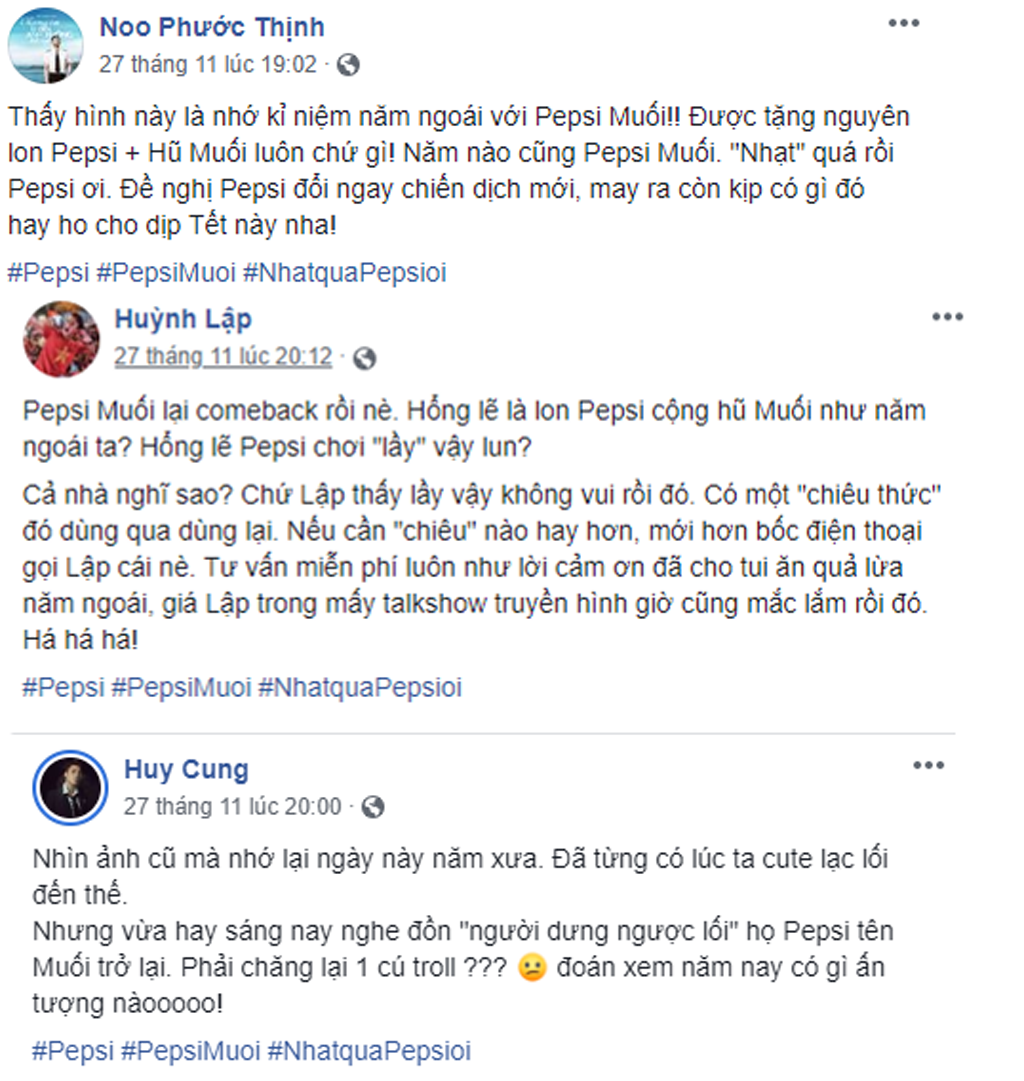 Noo Phước Thịnh, Huỳnh Lập, Huy Cung từng “bán tín bán nghi” về Pepsi Muối