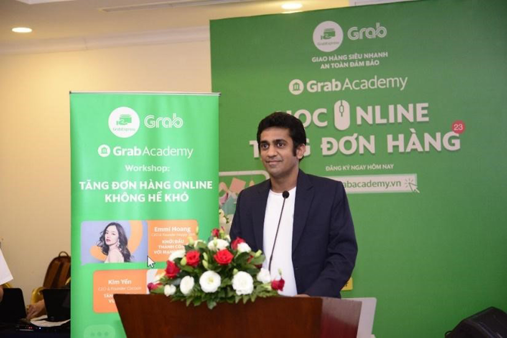 Ông Mohit Singh, Giám đốc Bộ phận GrabExpress tại Việt Nam phát biểu tại buổi hội thảo