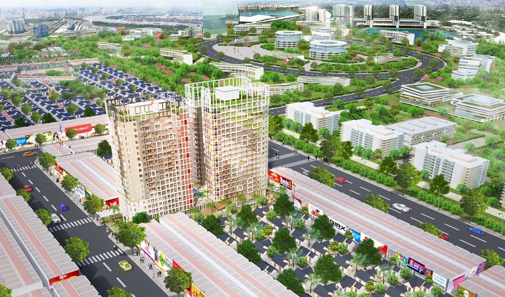 Phối cảnh tổng thể dự án căn hộ The EastGate ngay Làng đại học quốc gia TP.HCM, liền kề với tuyến metro Bến Thành - Suối Tiên