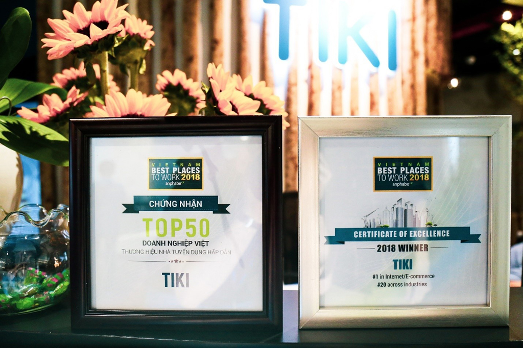 Tiki là đơn vị thuộc top 1 nơi làm việc tốt nhất trong mảng TMĐT và lọt top 20 nơi làm việc tốt nhất Việt Nam trong năm 2018