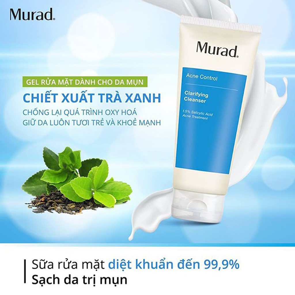 Gel rửa mặt sạch khuẩn dành cho da mụn Murad Clarifying Cleanser