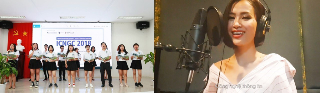 Dàn hợp ca do giảng viên, sinh viên BVU và ca sĩ Đông Nhi trình bày bài hát