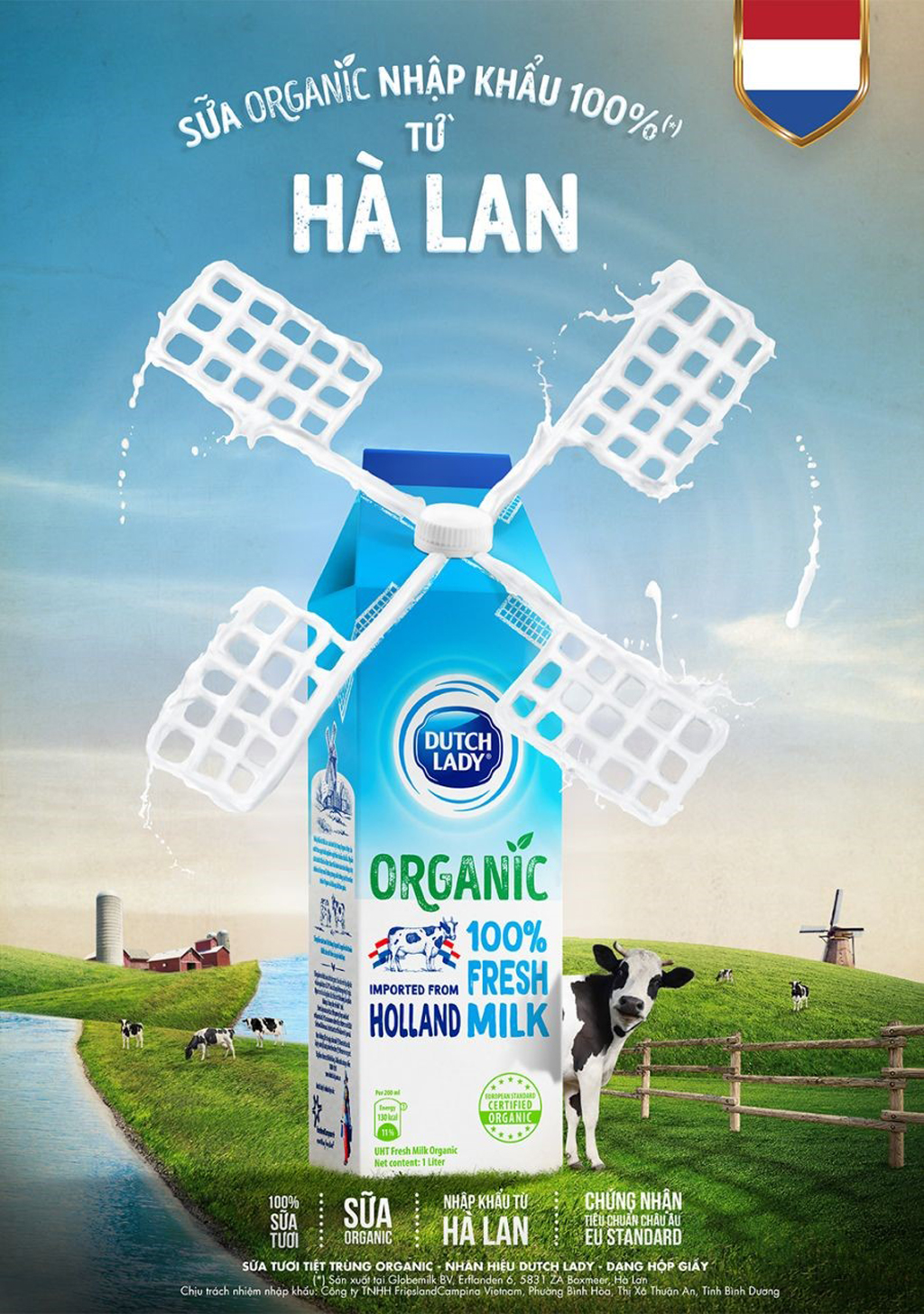 Sữa hữu cơ Cô Gái Hà Lan được nhập khẩu 100% từ Hà Lan, mang đến dòng sữa tươi chuẩn Hà Lan