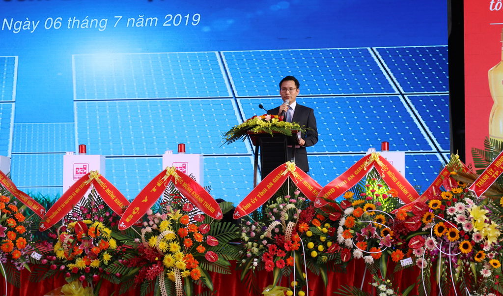 Ông Lê Tuấn Anh, Tổng giám đốc Công ty Sao Mai Solar phát biểu khai mạc lễ khánh thành 