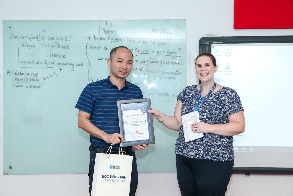 Trong khóa học myClass thứ 2, anh Nguyễn Quý Phong đã nhận được giải “Học viên xuất sắc nhất” cho những nỗ lực của mình