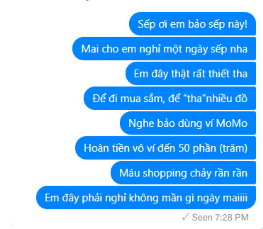 Mãi mới thấy một tin nhắn xin nghỉ phép thẳng thật thế này, nếu mà sếp thì chắc sẽ đồng ý ngay thôi mà