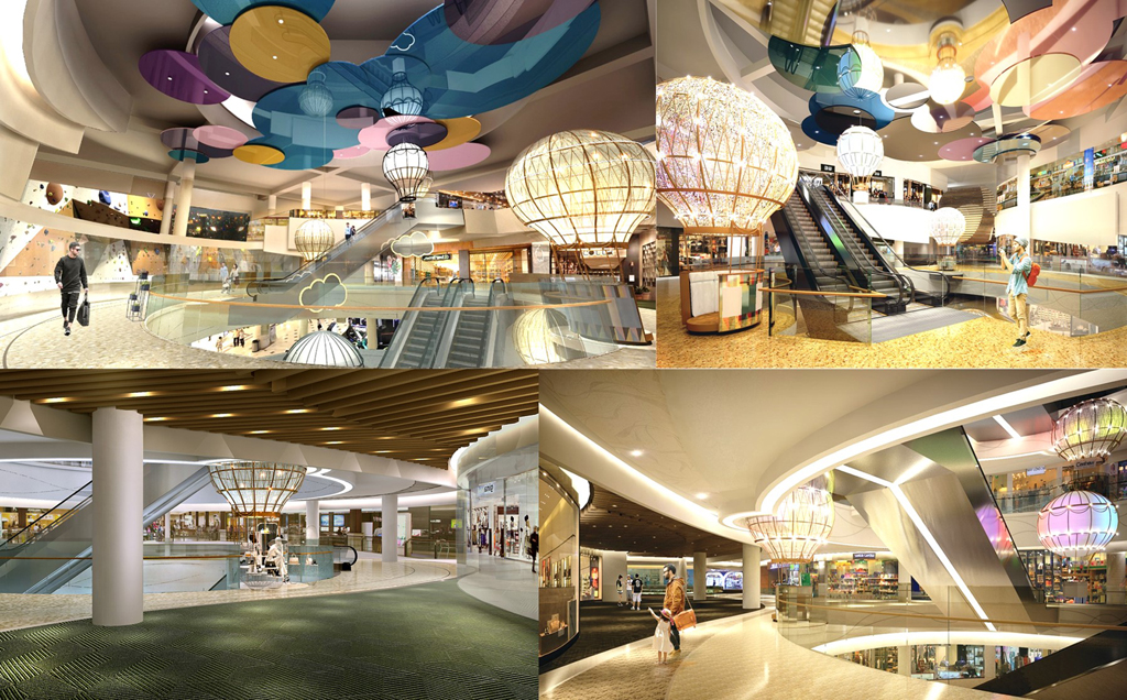 Kiến trúc đổi mới với hệ thống ô kính đón ánh sáng tự nhiên, đặc biệt, hình ảnh chủ đề khinh khí cầu khổng lồ toàn trung tâm sẽ mang lại một đẳng cấp hoàn toàn khác biệt cho Crescent Mall