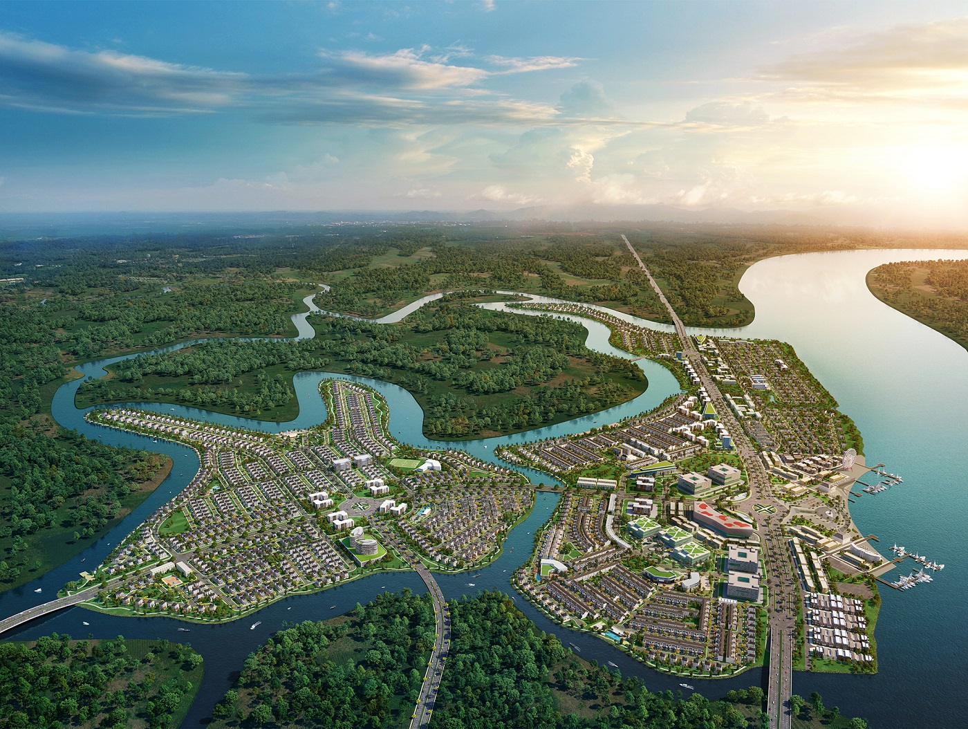 Khu đô thị sinh thái thông minh Aqua City quy mô gần 1000 ha, dự án dành đến 70% diện tích cho không gian xanh và tiện ích nội khu