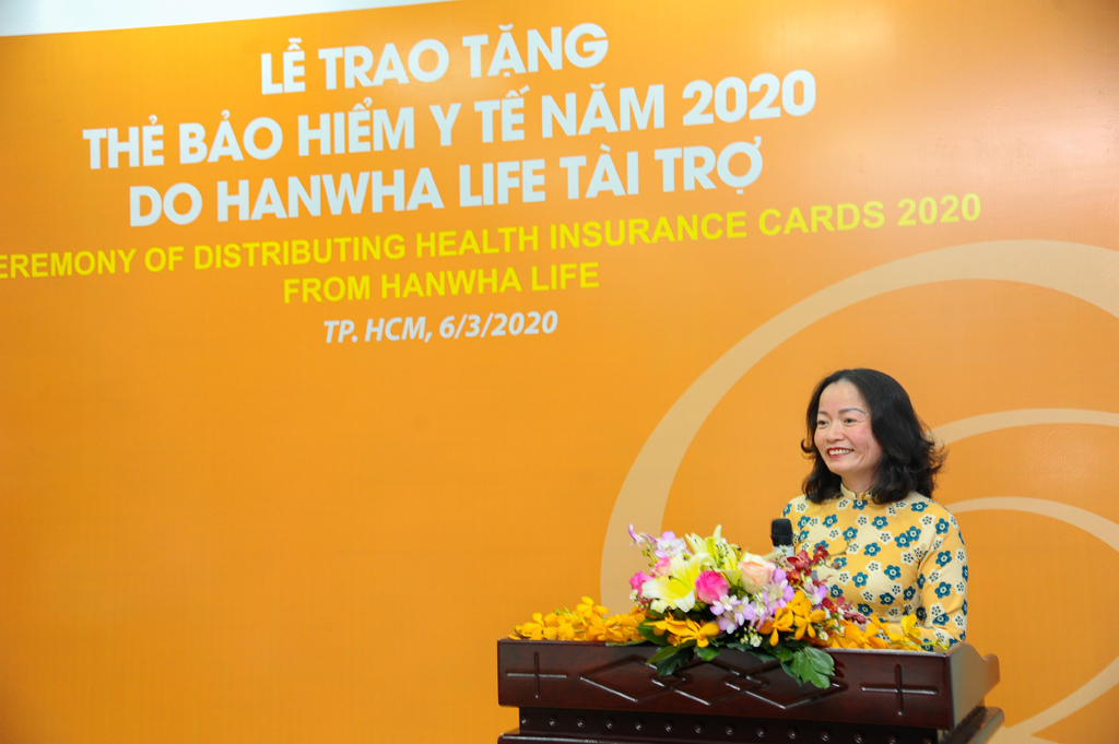 Bà Nguyễn Nhã Ngọc Trâm Anh, Phó tổng giám đốc điều hành Hanwha Life Việt Nam phát biểu tại sự kiện hôm 6.3