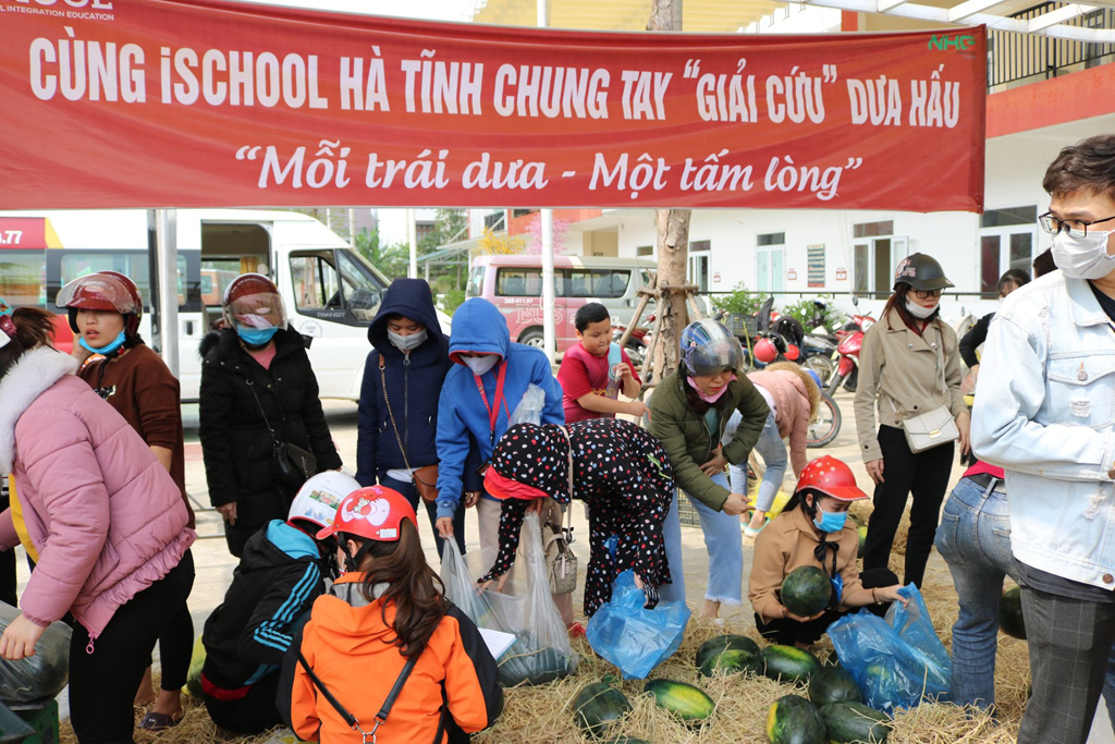 iSchool Hà Tĩnh mở địa điểm bán dưa ủng hộ nông sản Việt đang gặp tình trạng rớt giá vì không thể xuất khẩu, và nhận được sự ủng hộ của phụ huynh, các tổ chức tình nguyện