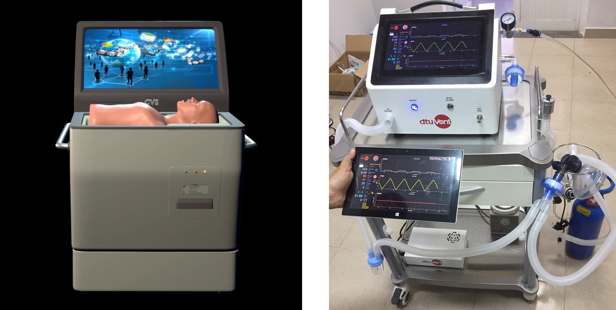 Sản phẩm eCPR - Hệ thống huấn luyện kỹ năng sơ cấp cứu hồi sức tim, phổi vì cộng đồng và máy thở “2 trong 1” dtu-VENT Ver2.0 Máy thở “2 trong 1” dtu-VENT Ver2.0