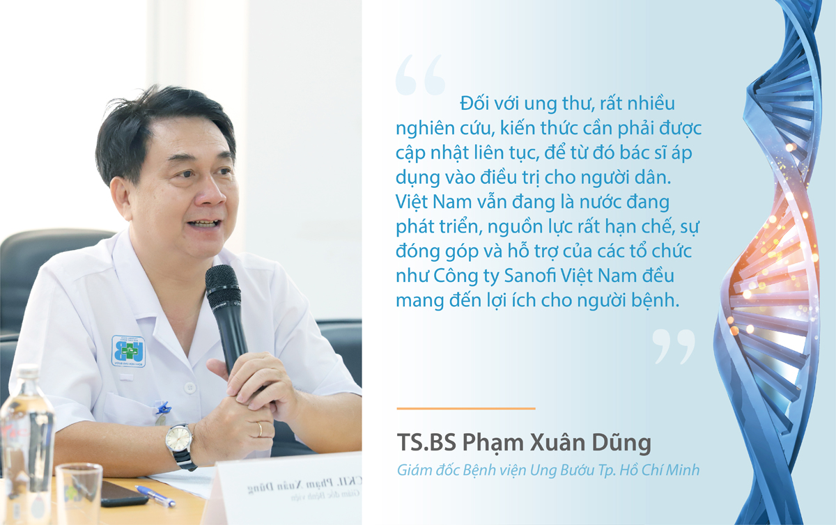  TS-BS Phạm Xuân Dũng - Giám đốc bệnh viện Ung Bướu TP.HCM chia sẻ tại buổi lễ ký kết