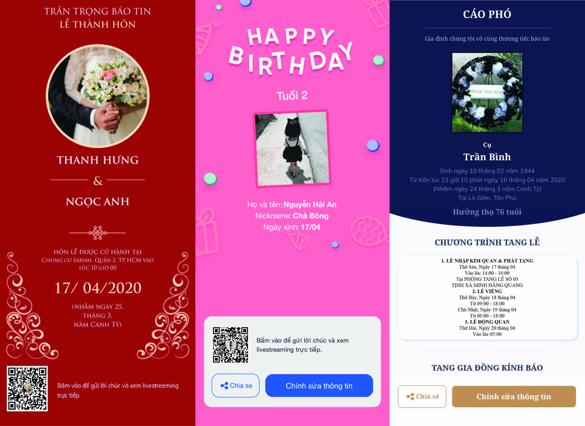 Các loại sự kiện online được tạo bởi Zalo Event