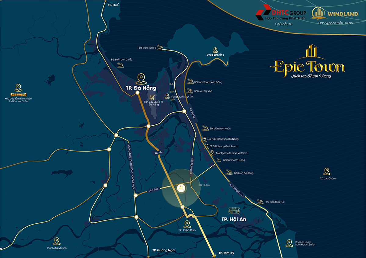 Vị trí liên kết vùng đưa Epic Town trở thành đô thị vệ tinh Đà Nẵng - Ảnh: Phú Thành