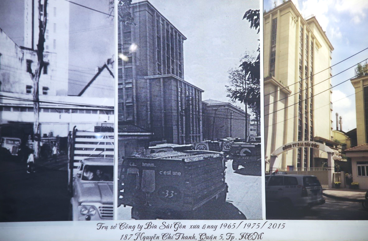 Nhà máy bia Sài Gòn Nguyễn Chí Thanh qua các thời kỳ (ảnh chụp năm 1965, 1975, và 2015)