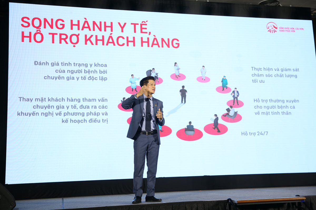  Ông Lưu Kỳ Nam, Phó tổng giám đốc Chiến lược và Marketing AIA Việt Nam chia sẻ về điểm nổi bật của dịch vụ Song Hành Y Tế