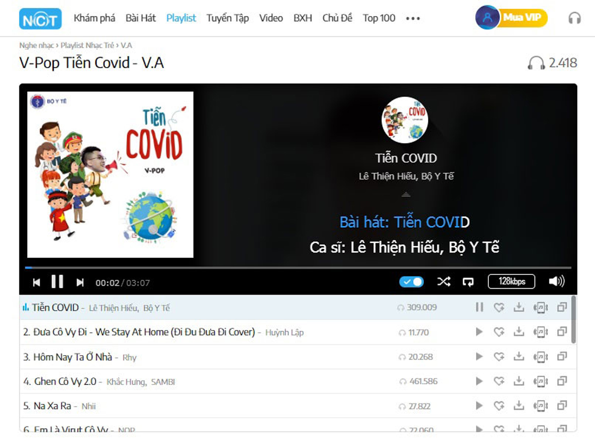 Playlist “V-Pop Tiễn Covid” thu hút sự quan tâm của đông đảo người nghe