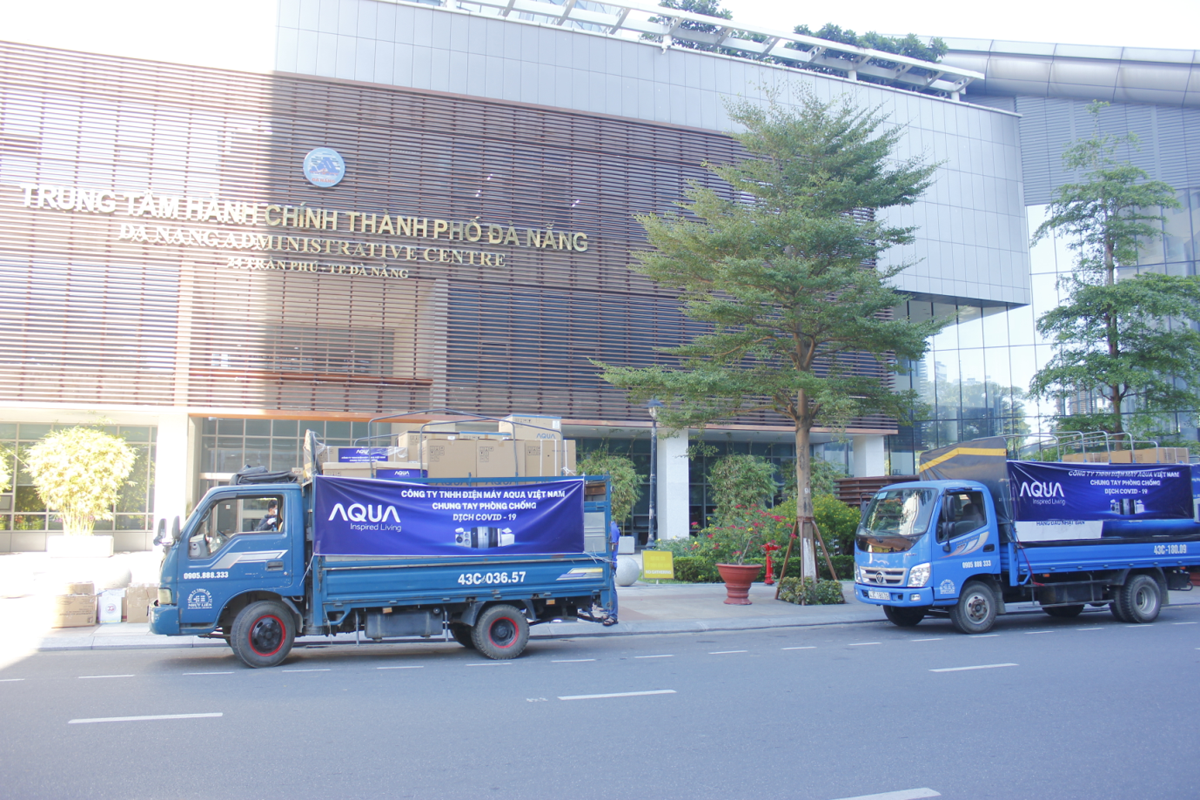 Những chuyến xe hỗ trợ của AQUA Việt Nam đang hướng về các Bệnh viện và Trung tâm y tế Đà Nẵng