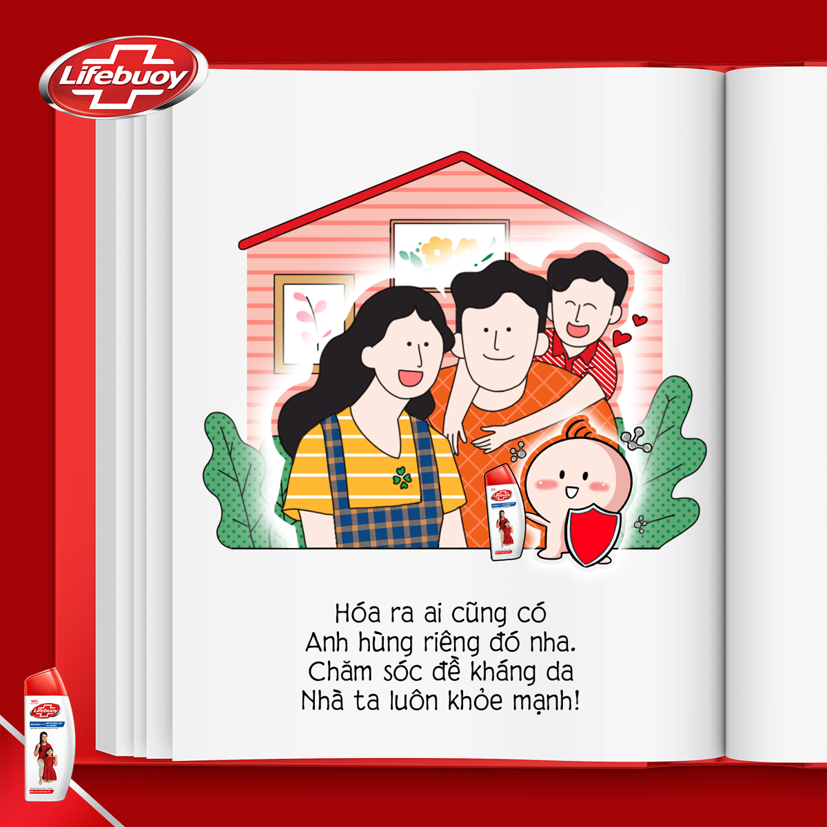 Không chỉ bé, mà cả gia đình đều sẽ được đề kháng da cùng Lifebuoy bảo vệ