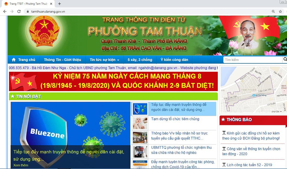 Trang thông tin điện tử P.Tam Thuận hỗ trợ công dân các thủ tục trực tuyến - Ảnh:N.T