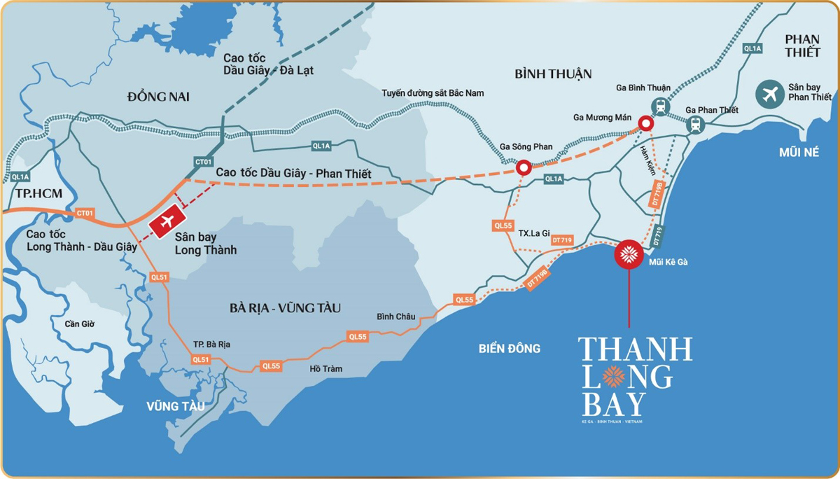 Hàng loạt công trình giao thông trọng điểm chuẩn bị được triển khai giúp thời gian di chuyển từ TP.HCM tới Thanh Long Bay chỉ còn 2 giờ