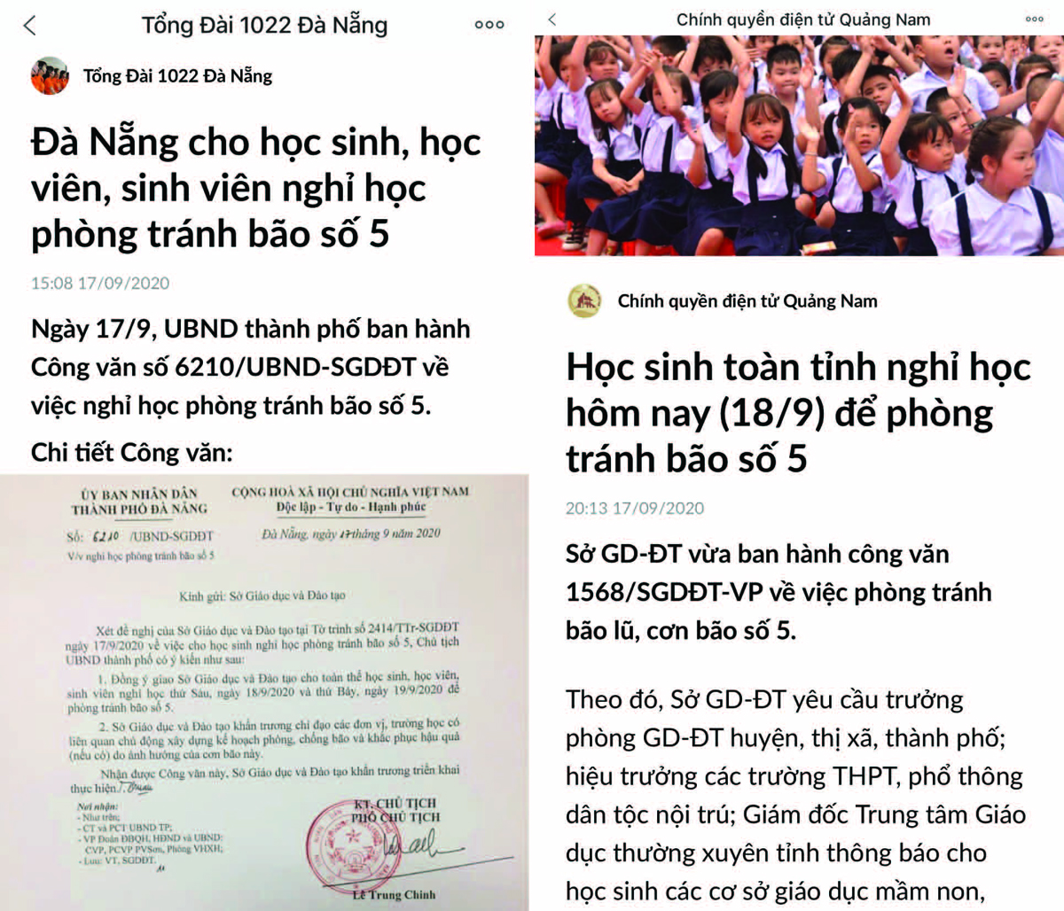 Công văn cho học sinh nghỉ học tránh bão được thông báo kịp thời, từ trước khi bão số 5 tiến gần đất liền