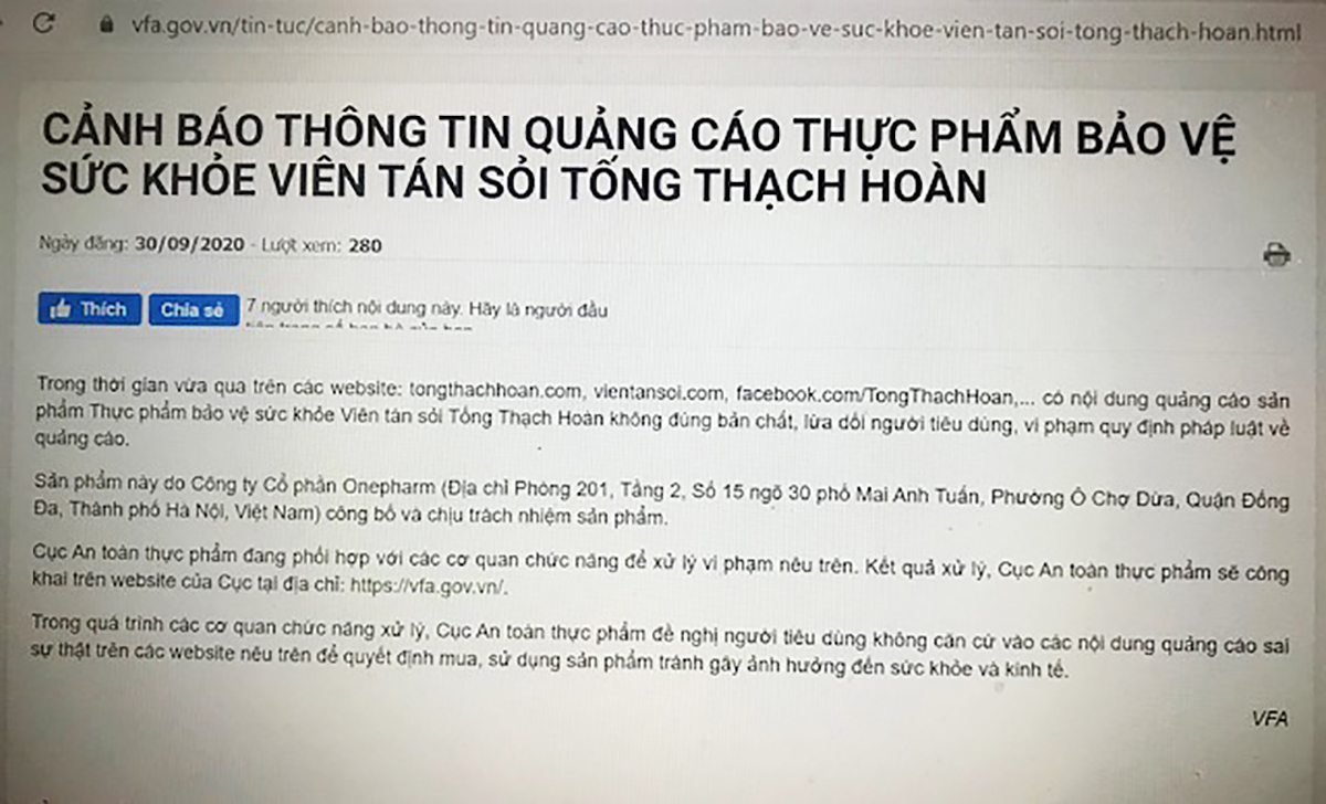 Cục ATTP thông tin về sản phẩm Great Tall có nội dung quảng cáo lừa dối người tiêu dùng