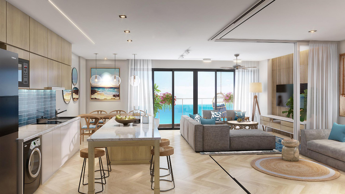 Mỗi căn hộ Aquamarine như “resort” thu nhỏ với tầm nhìn hướng biển và không gian rộng lớn. Đặc biệt, số lượng giới hạn càng làm tăng thêm giá trị cho chủ sở hữu