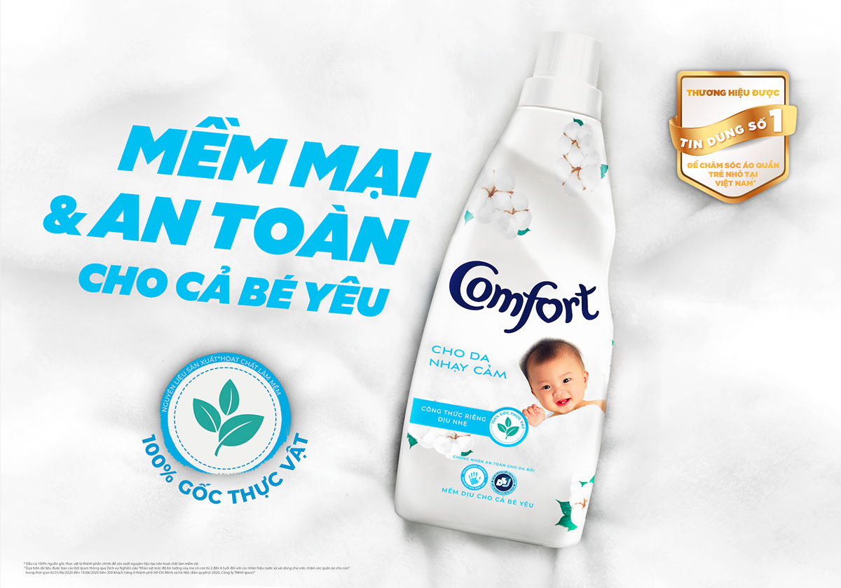 Comfort Cho Da Nhạy Cảm là sản phẩm được các mẹ tin dùng cho áo quần con yêu