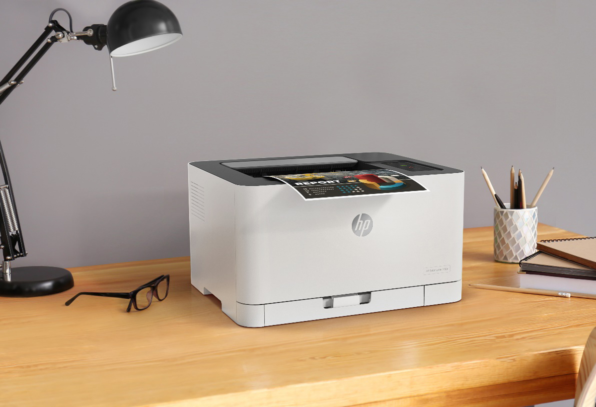 Máy in laser màu HP có thiết kế nhỏ gọn, phù hợp không gian văn phòng hiện đại