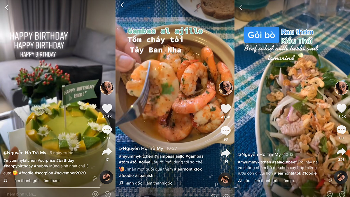 Những khoảnh khắc đời thường và món ăn hấp dẫn luôn được Trà My tích cực chia sẻ
