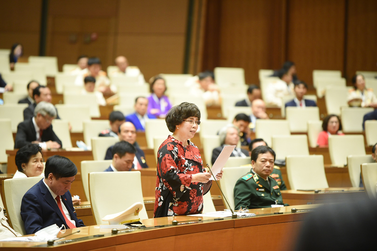 Bà Thái Hương phát biểu tại buổi gặp mặt với Chủ tịch Quốc hội Nguyễn Thị Kim Ngân chiều 9.12