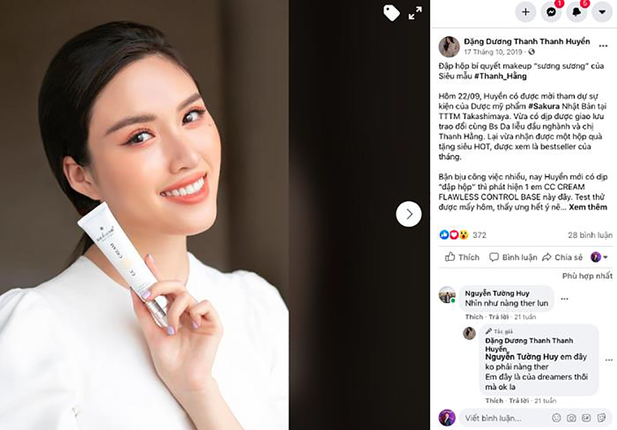  Thanh Huyền cho review về CC Cream Sakura 