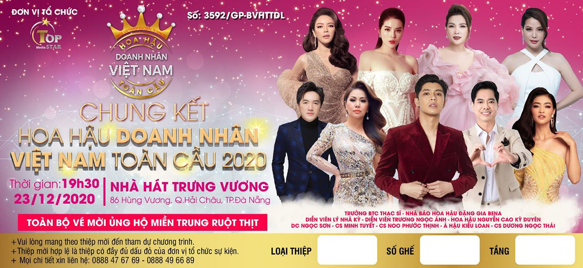 Toàn bộ vé chung kết cuộc thi Hoa hậu Doanh nhân Việt Nam Toàn cầu 2020 được BTC đưa vào quỹ “Thương về miền Trung”
