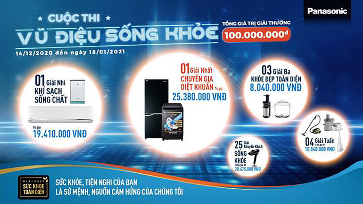 Tham gia Vũ điệu sống khỏe Panasonic để nhận ngay bộ giải thưởng với tổng giá trị lên tới 100 triệu đồng