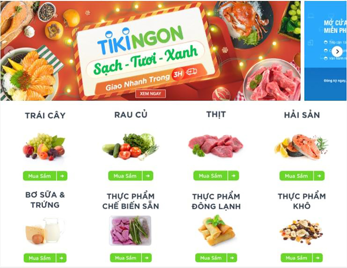 TikiNGON cung cấp đầy đủ mặt hàng từ thực phẩm tươi sống đến thực phẩm đông lạnh, thực phẩm khô